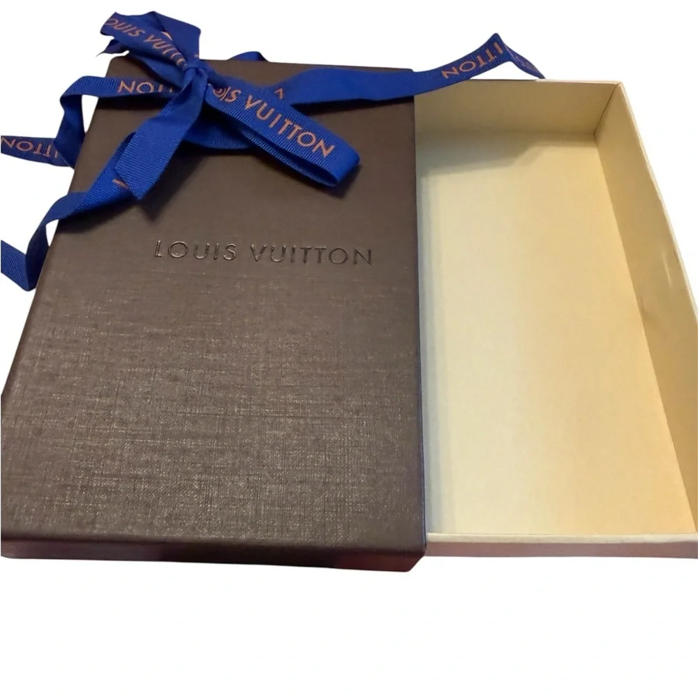 Louis Vuitton LV Small Brown Gift Box Set Ribbon Bag 3.5x5.5 Authentic